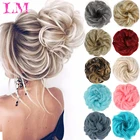 Модные женские кудрявые шиньон LiangMo с резиновой лентой, Коричневые Серые синтетические волосы, накидка на пучок, хвост