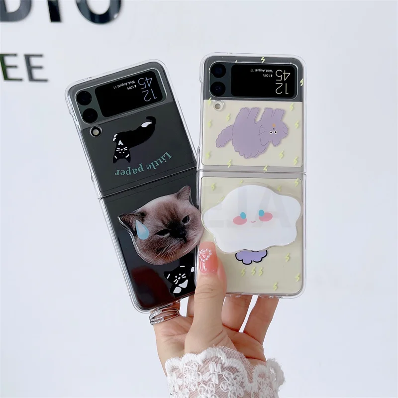Чехол-подставка для телефона с милым мультяшным котом Samsung Galaxy Z флип-чехол 3 дюйма
