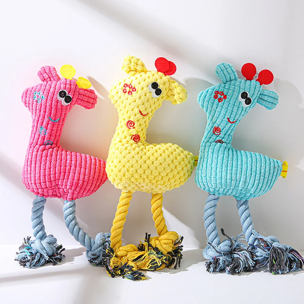 

Dog Toys Cute Plush Giraffe Rope Toys Doll for Dogs Squeaky Interative Toys Puppy Playing Chew Bite Toy Dog Training Accessories