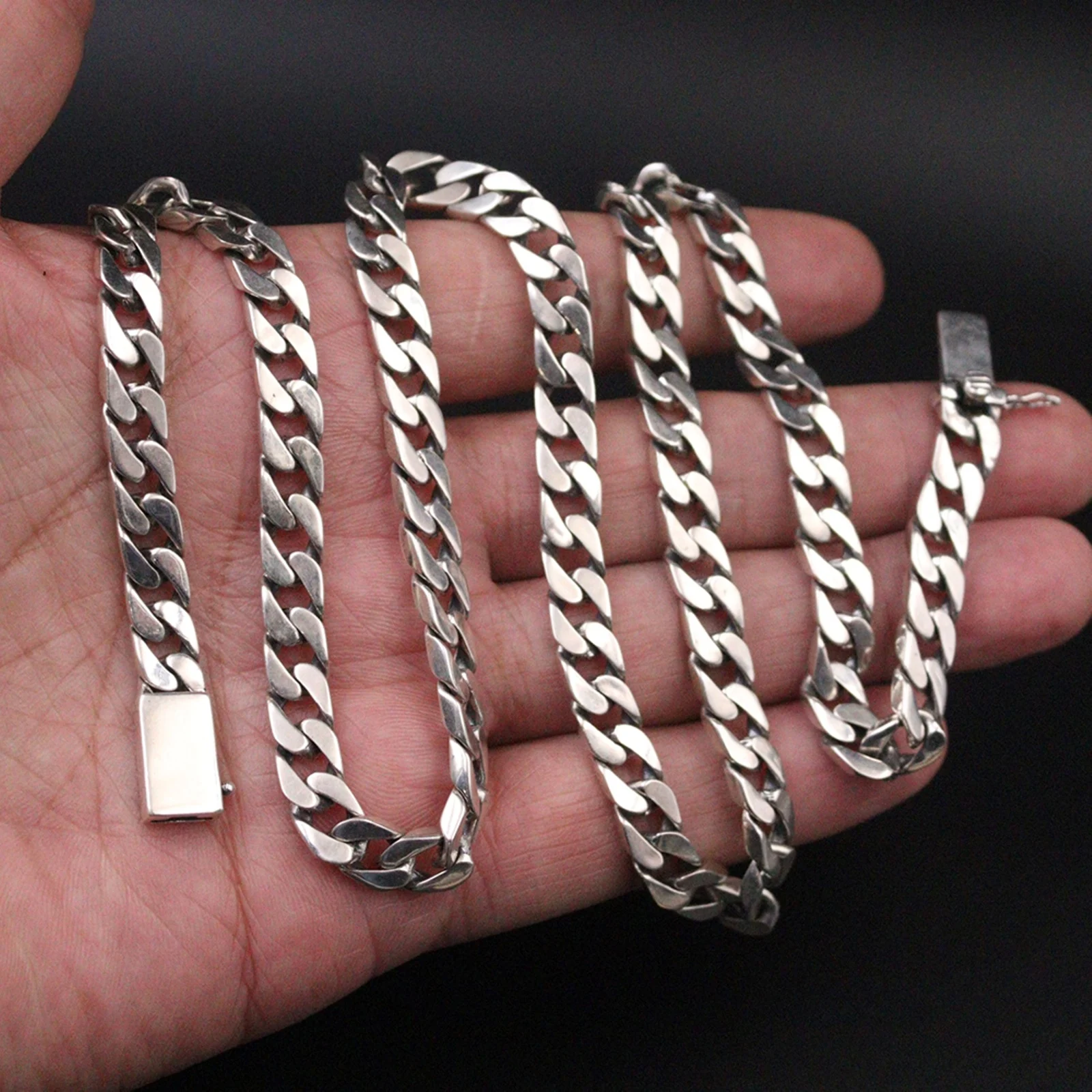 Женское серебряное ожерелье для мужчин цепочка панцирного плетения 7 мм Вт