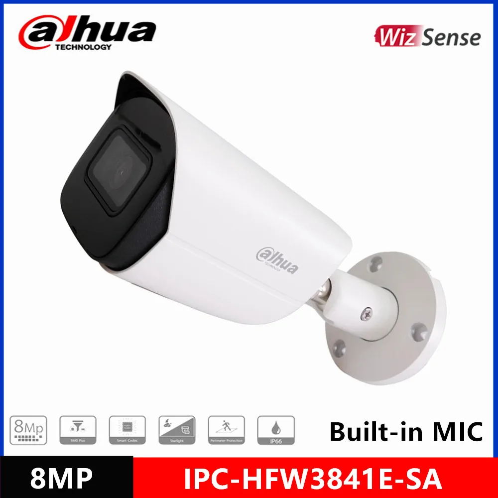 Dahua 4K 8MP POE Starlight IP-камера IPC-HFW3841E-SA IR30m H.265 IP67 Встроенный микрофон WizSense Bullet наружная