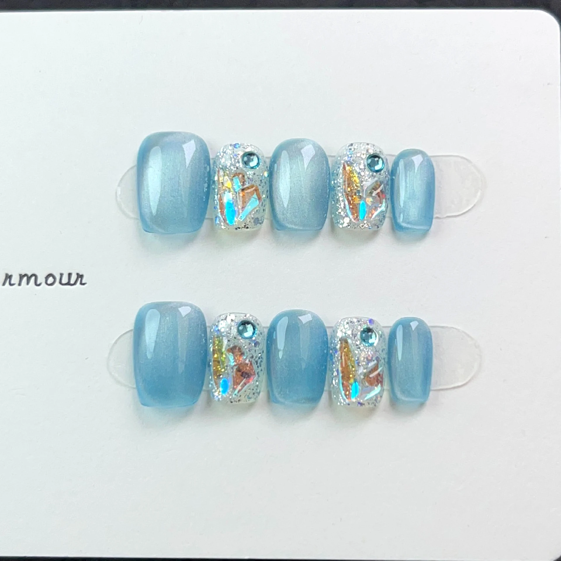 Искусственные ногти ручной работы нажимные короткие летний цвет очаровательные