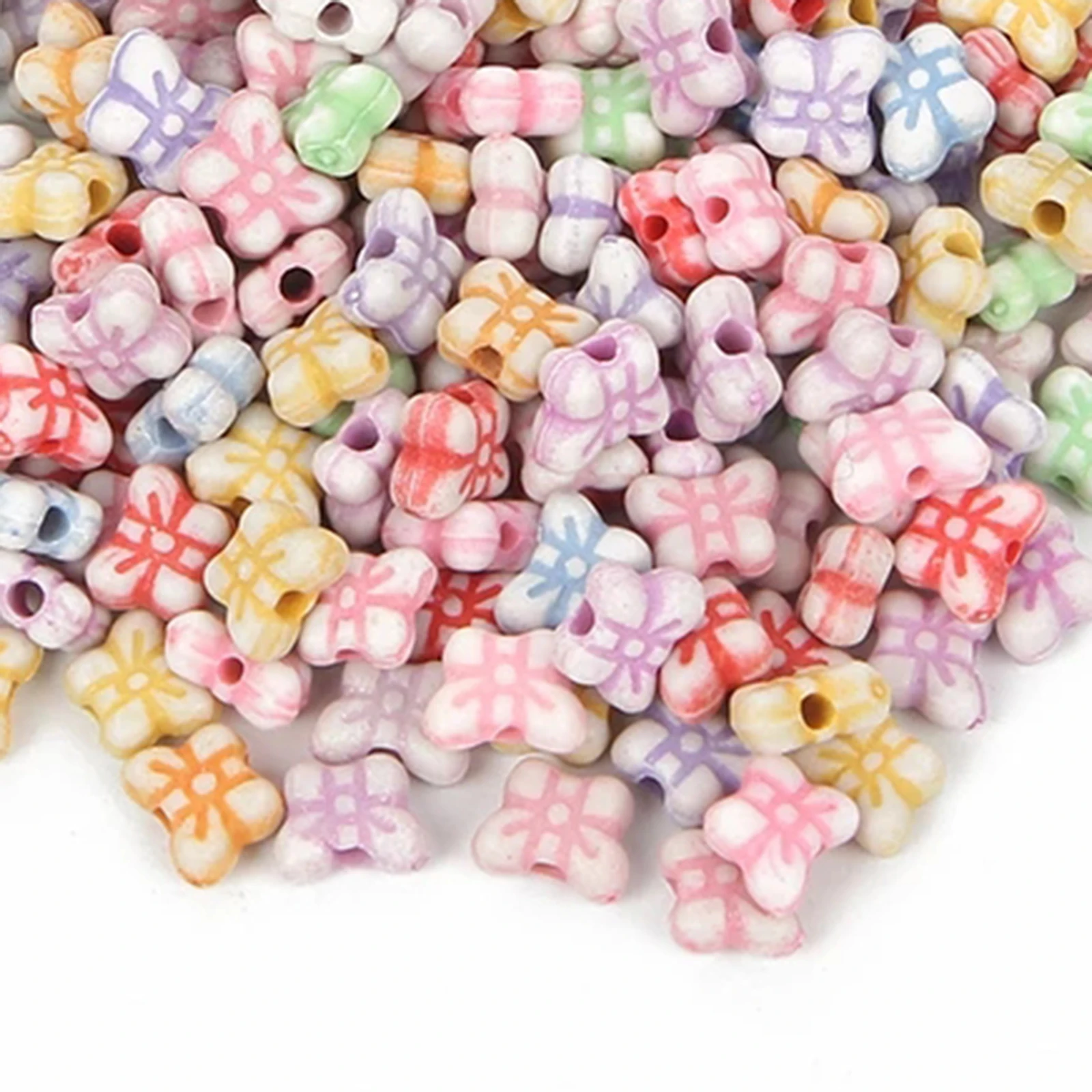 200 шт./лот Смешанные акриловые бусины в форме бабочки шармы свободные