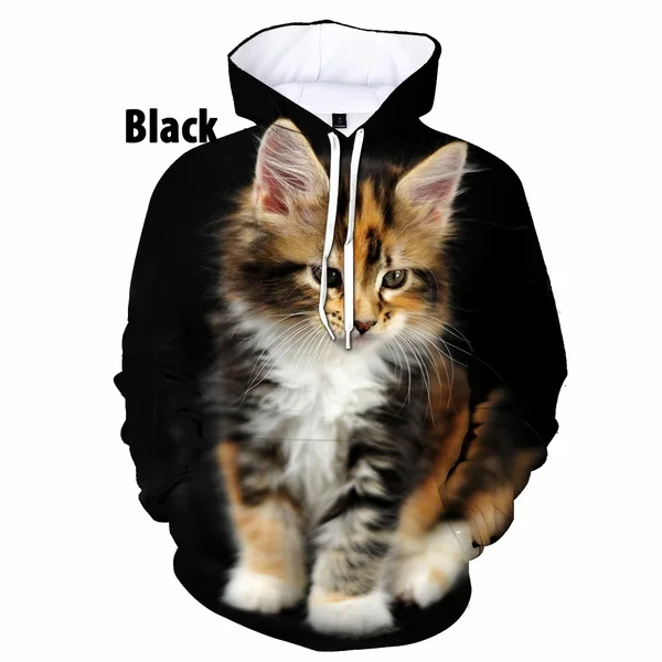 Fashion Cute Hoodies 3D Animal Cat Printed Hoodie Casual Men /Women Hooded Pullovers