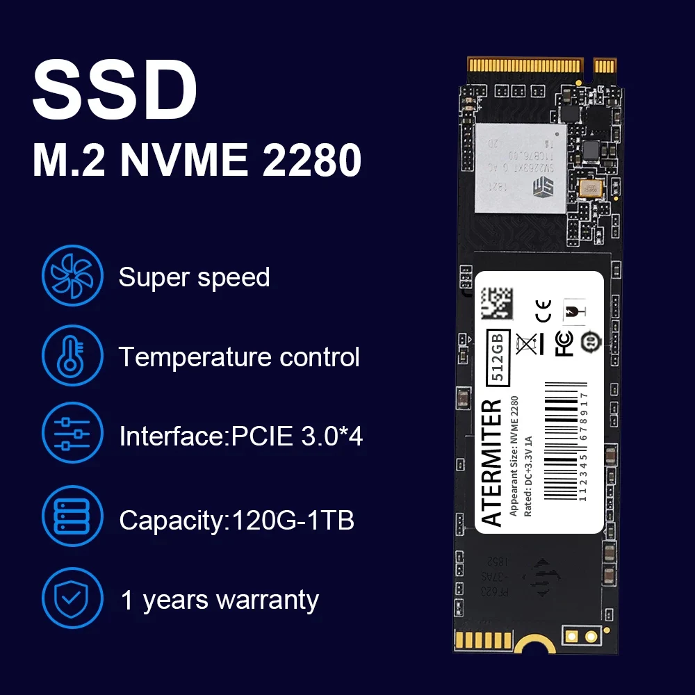 Внутренний жесткий диск Atermiter M.2 SSD 128 ГБ 256 512 ТБ M2 ssd m.2 NVMe pcie внутренний для