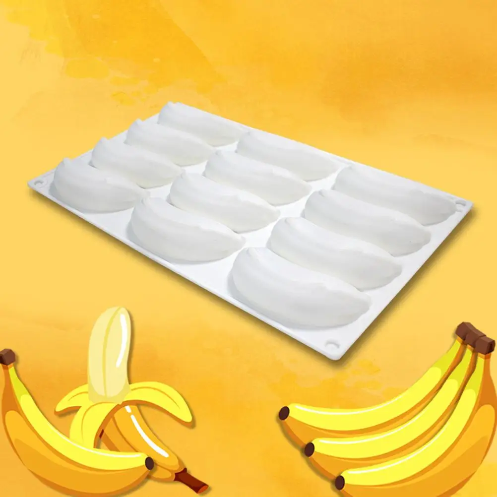 

Banana Shape Cake Mold Pan 12 Cavity Silicone Bakeware Mold Tray Banana Design Baking Tool for DIY Cake Jelly Mousse