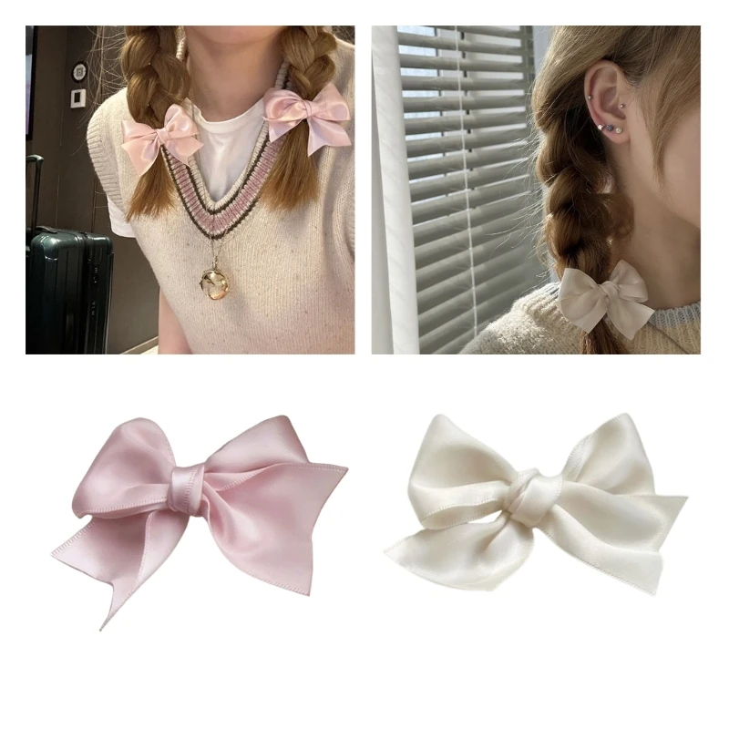 

2 Pieces Bowknot Shape Hairpin for Sweet Girls Sweet Style Charm Hair Barrettes Aesthetics Braids Hair Accessories