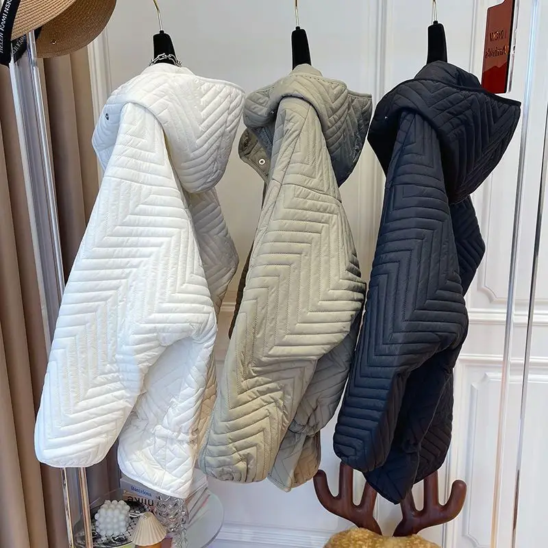 Oversized Winter Coats Women Parkas Hooded Cotton Jacket Warm Lace-up Korean Fashion Lightweight Coat Casual Puffer Jacket