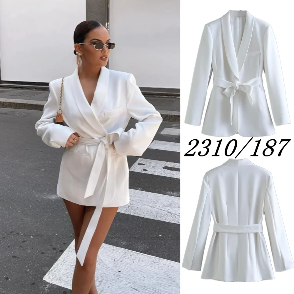 

Весенняя Новинка, женская одежда UNIZERA, элегантный универсальный костюм с поясом и прямые брюки с завышенной талией, комплект из двух предметов 2310187