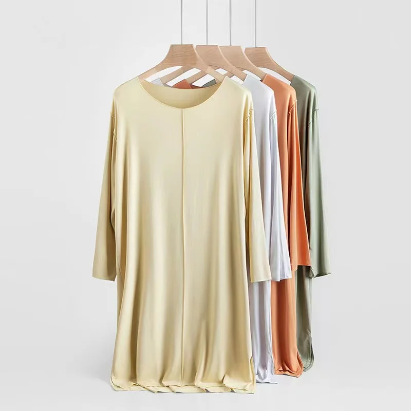 Wholesale Cheap Price Long Sleeve Home Wear Nightdress Casual and Super Soft Modal Sleep Dress for Women