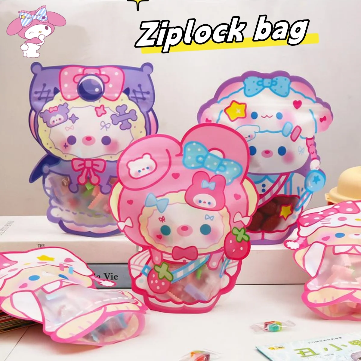 Сумка Hello Kitty на молнии милый мультяшный утолщенный прозрачный пакет для закусок