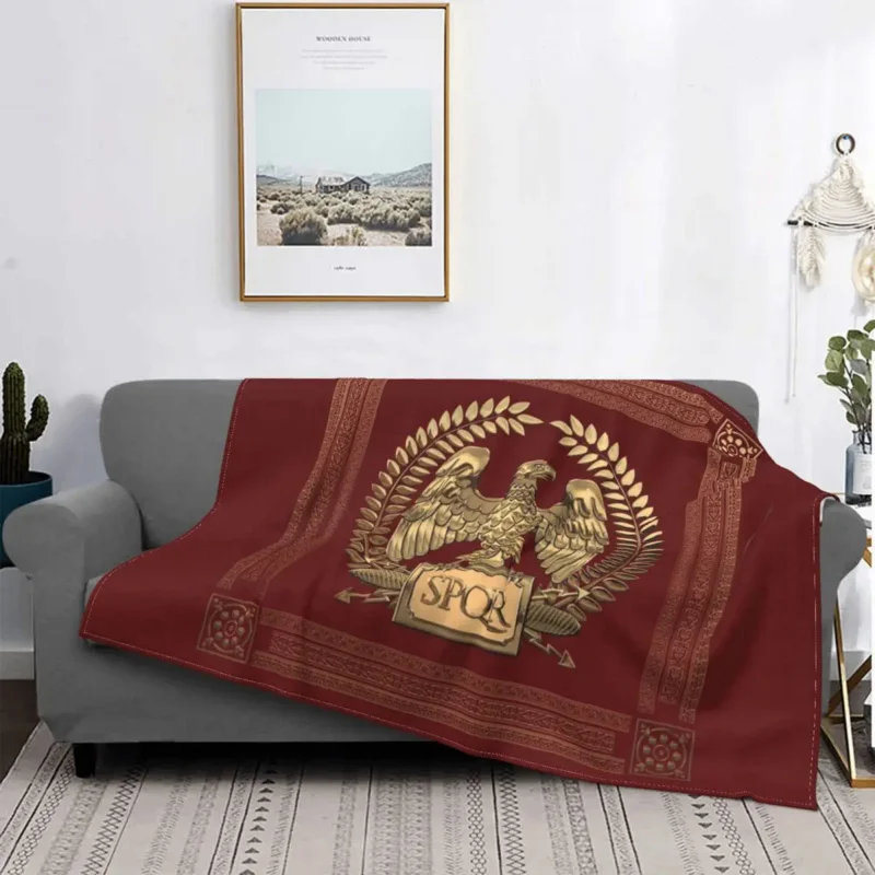 

Roman Empire Gold Imperial Eagle Over Red Blanket Fleece Awesome Warm Throw Blankets for Coverlet Textile Decor