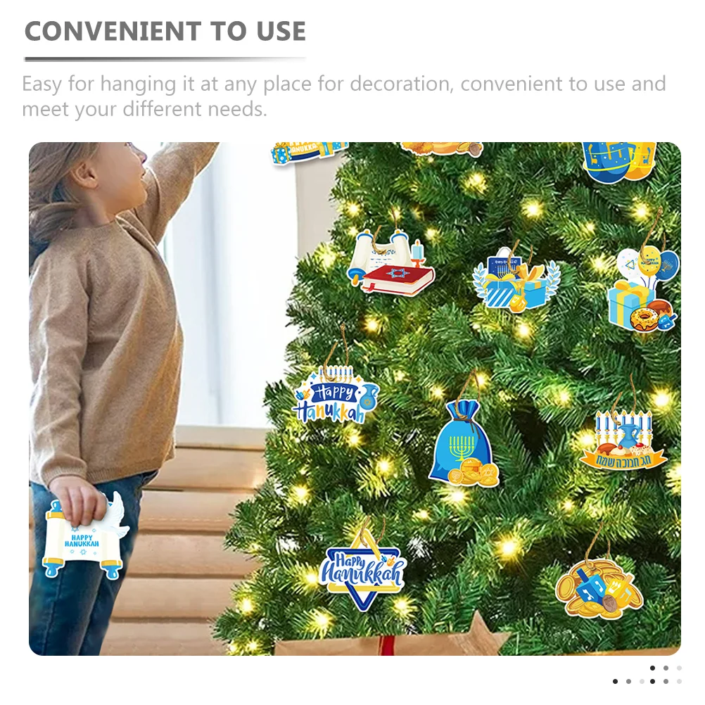 12 шт. лифт Ханука вечерние украшения висячие карты Менора Дрейдель веревка