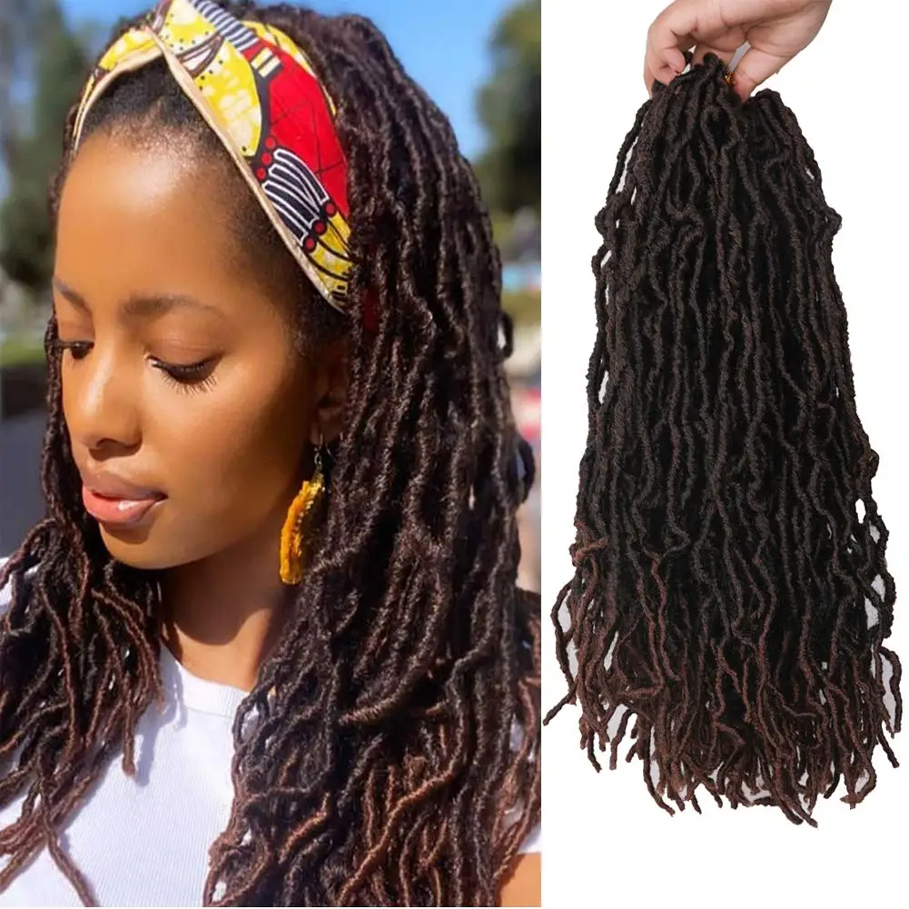 

Goddess Nu Locs Soft Curly Faux Locs Crochet Hair Braids 18inch Synthetic Ombre Braiding Hair Extensions Pre Loop