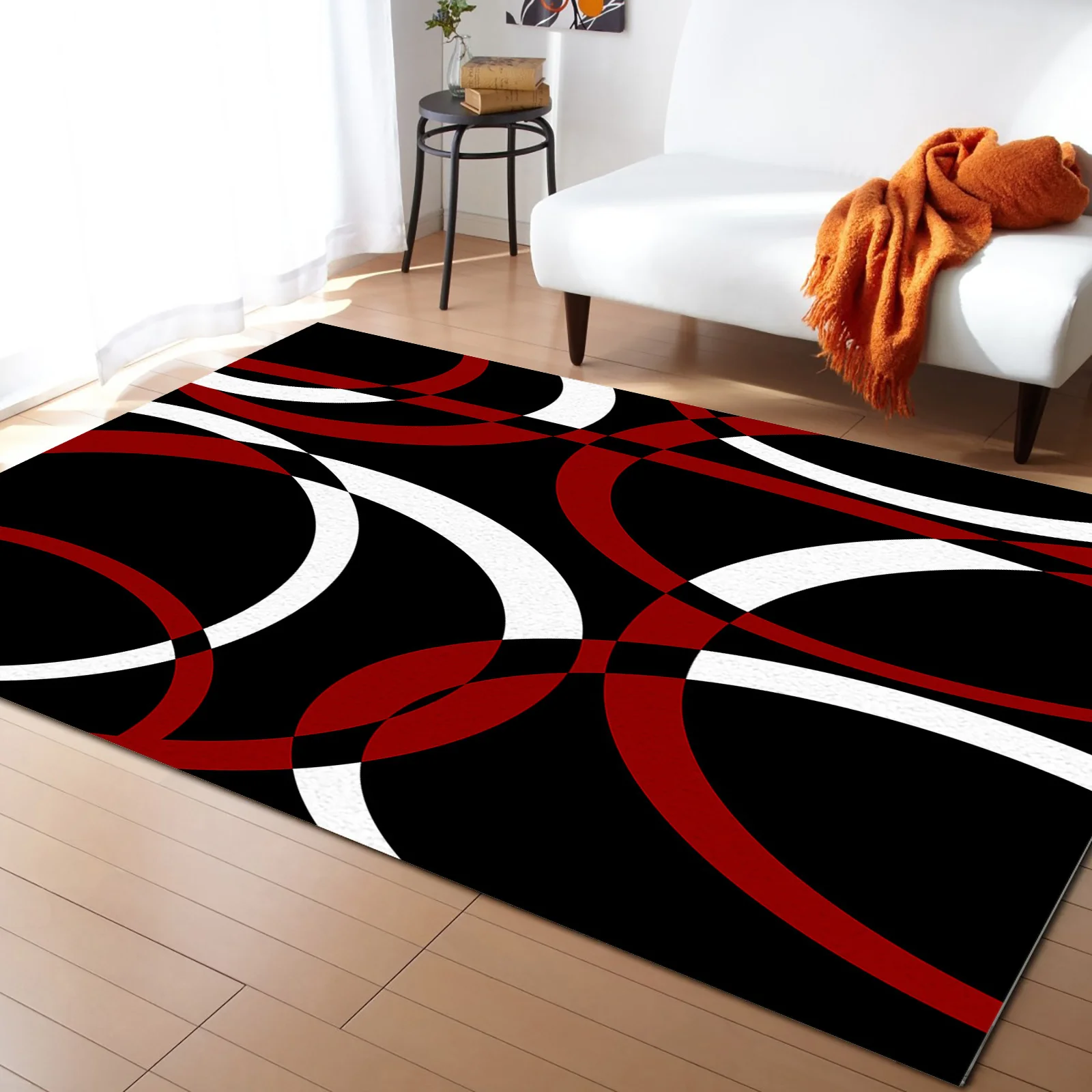 

Geometric Circle Modern Art Red Carpet Area Rug Children's Room Living Room Bedroom Large Rug Home Play Decoration Floor Mat