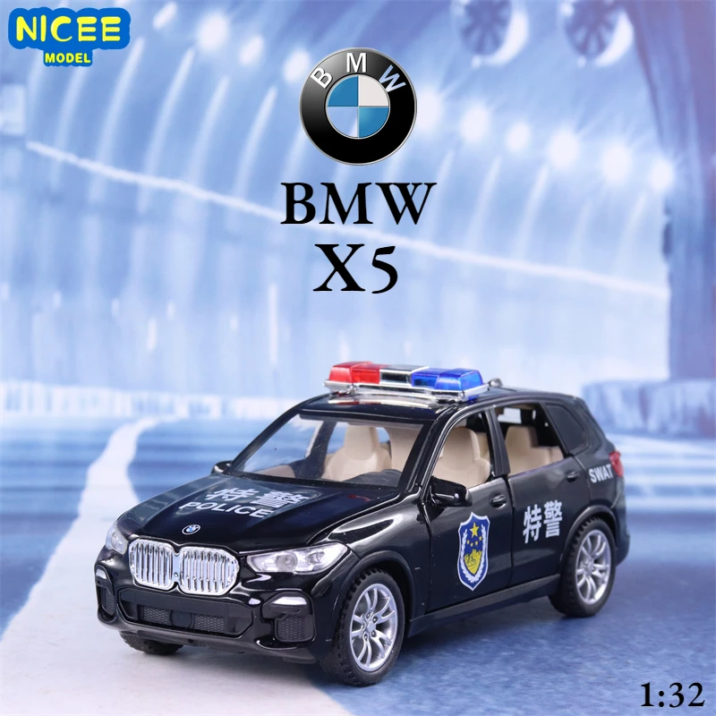 

1:32 BMW X5 Police car SUV High Simulation Diecast Metal Alloy Model car Sound Light Pull Back Collection Kids Toy Gifts F109