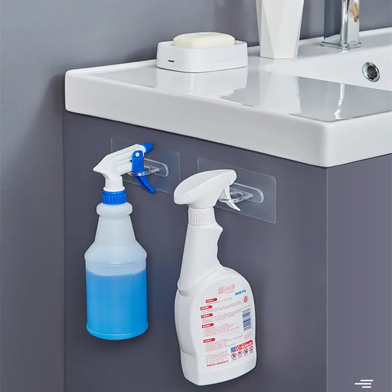 

Seamless Adhesive Hooks No Punching Bathroom Organization Storage Shelf Strong Wall Mounted Detergent Hanging Home Accessories