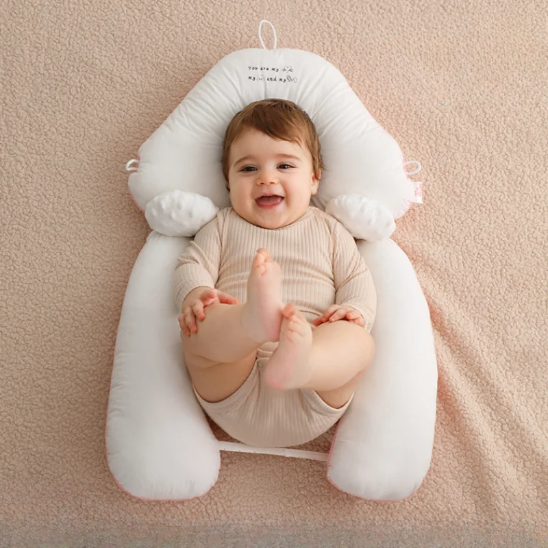

0-6 Months Newborn Baby Sleep Pillow Fall Prevention Double Sided Breathable Cotton Shaped Correction Baby Shaped Pillow Bedding
