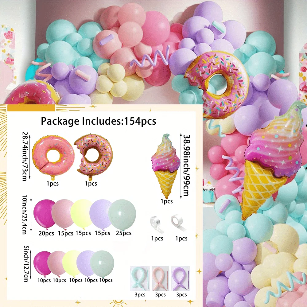 

Набор Воздушных Шаров В Форме Арки Для Летней Вечеринки С Формами Пончиков И Мороженого Идеально Подходит Для Украшения Дня Р...