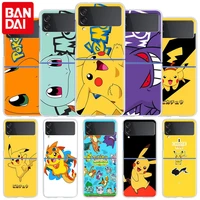 funny pokemon case for samsung galaxy z flip 3 5g fundas zflip3 luxury clear pc hard shockproof back phone coque shell