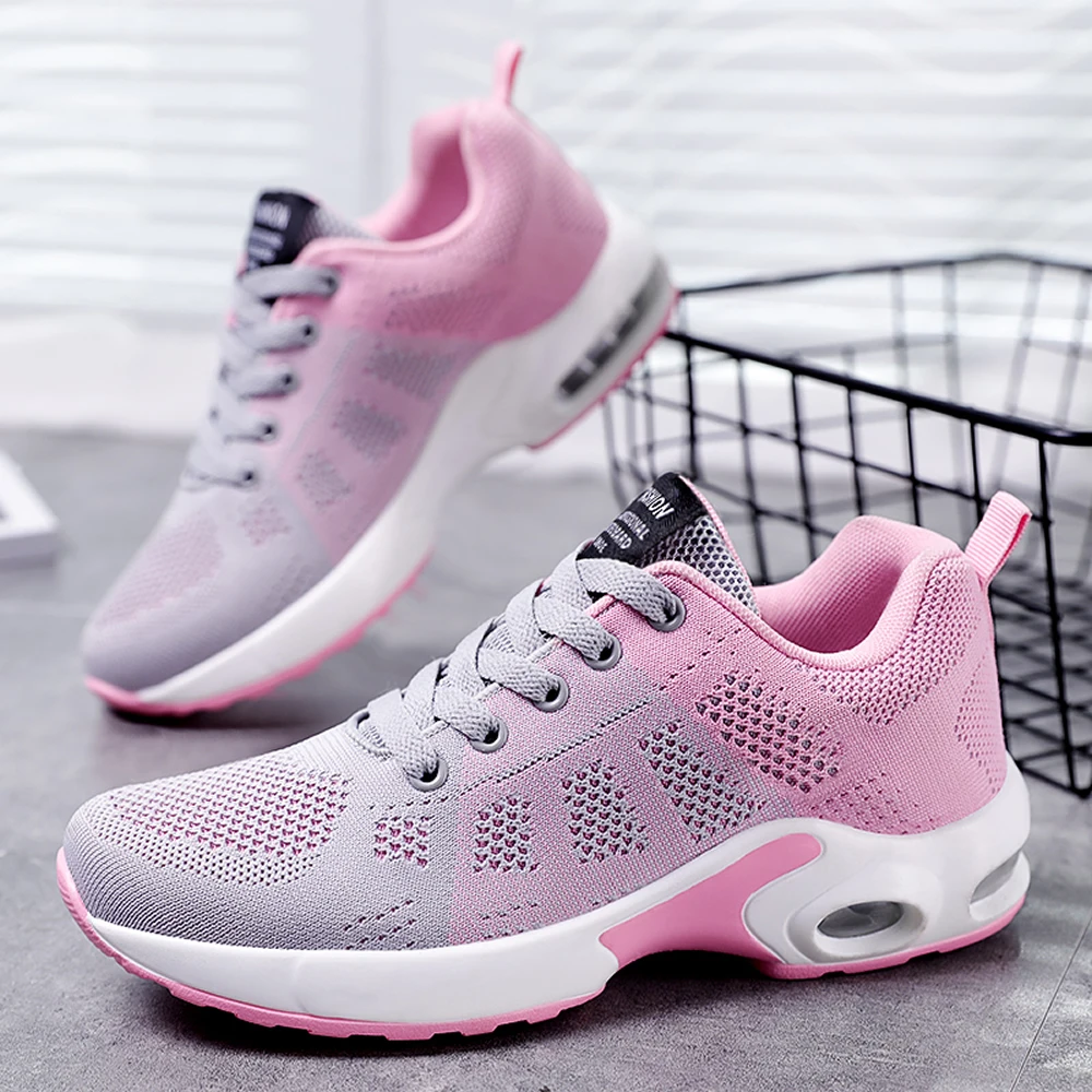 Comfortable women's shoes cushion sports shoes mesh surface breathable soft sole running shoes casual shoes non-slip travel shoe