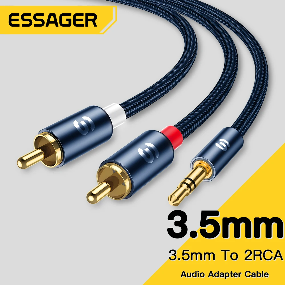 Аудиокабели Essager с разъемом 3,5 мм на 2 RCA штекер-гнездо сплиттер Aux кабель для динамиков ТВ ПК усилители DVD провод для домашнего кинотеатра