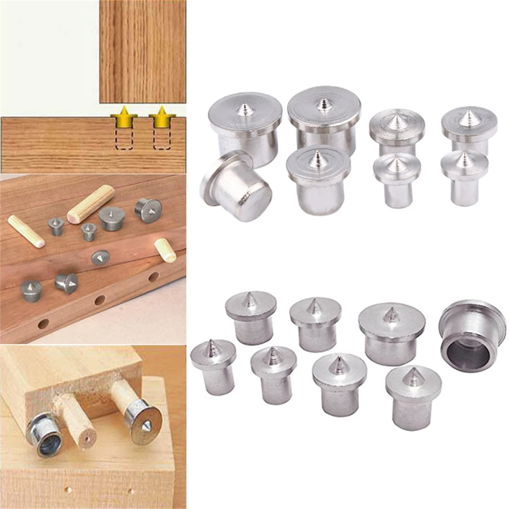 

6/8/10/12mm Solid Dowel Pins Center Point Set Woodworking Dowel Tenon Center Set For Woodworking Tool Power Accessories 8pcs