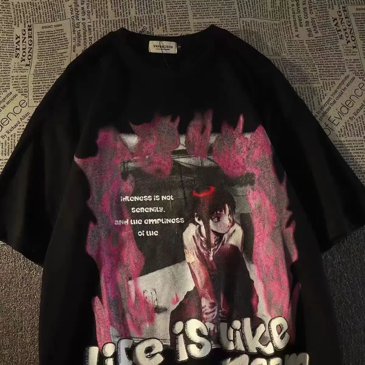 

Футболка Goth в стиле панк/японская с графическим принтом, уличная одежда, свободная футболка в стиле хип-хоп, топ в американском ретро стиле Х...