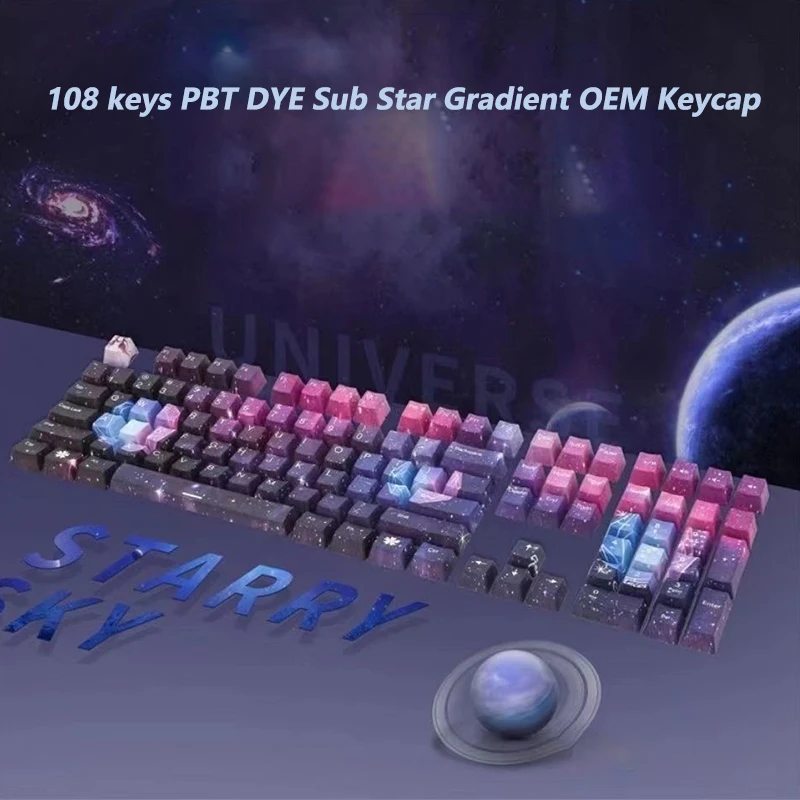 

108 keys PBT Keycap DYE Sublimation Star Gradient Purple OEM DIY Key Cap For MX Anne Pro 2 Womier 61/87/104 Mechanical Keyboard