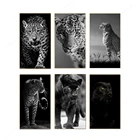 картины для интерьера Черно-белая леопардовая пантера на стене фотообои животные пантера художественные картины для гостиной
