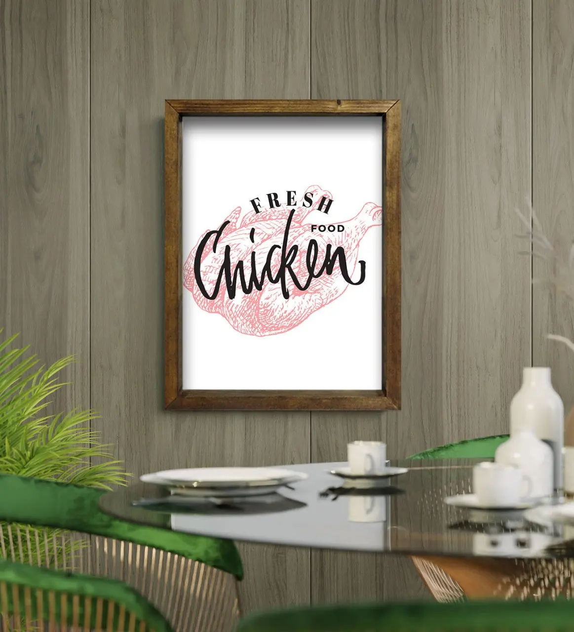 

BK Gift Cafe & Bar & Restaurant Konseptli Natural Solid Wood Framed Tablo-39