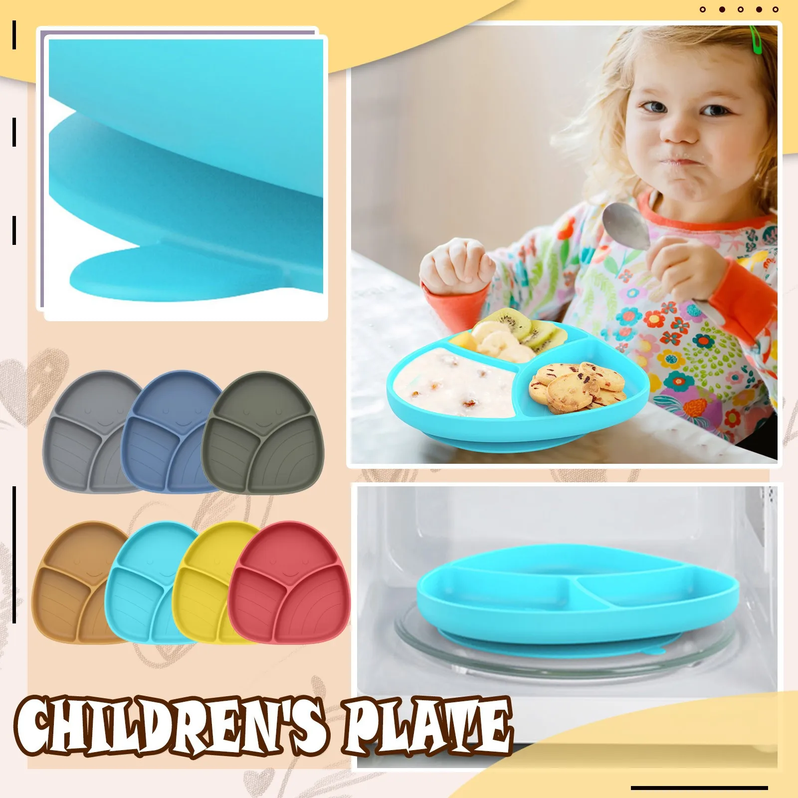 

Симпатичные тарелки в виде динозавра, детская посуда, силиконовая тарелка, круглые современные детские коврики