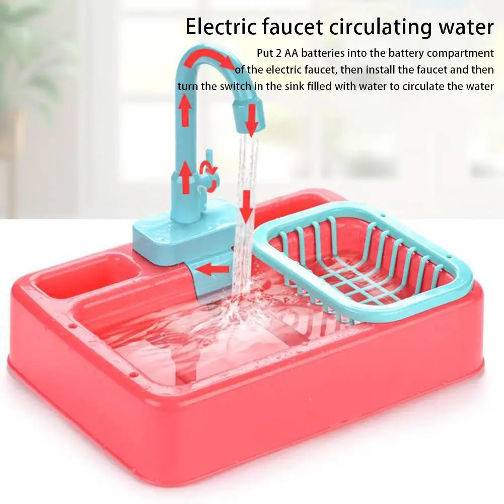 

Children Kitchen Sink Toys Electric Circulating Water Dishwashing Vegetable Washing Basin Playing House Toys Gifts For Kids