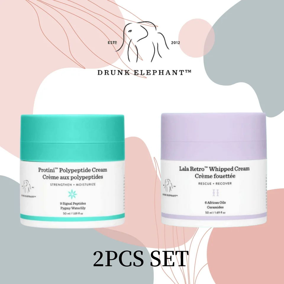 

2PCS Drunk Elephant Protini Polypeptide Lala Retro Whipped Cream Moisturizing Anti Aging Smoothen Wrinkle Brighten Skin 50ml