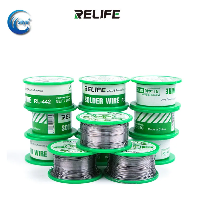 

RELIFE Rl-440 Solder Wire Containing Rosin Core 0.3mm 0.4mm 0.5mm 0.6mm 183℃ Medium Temperature Active Tin Welding Tool No-clean
