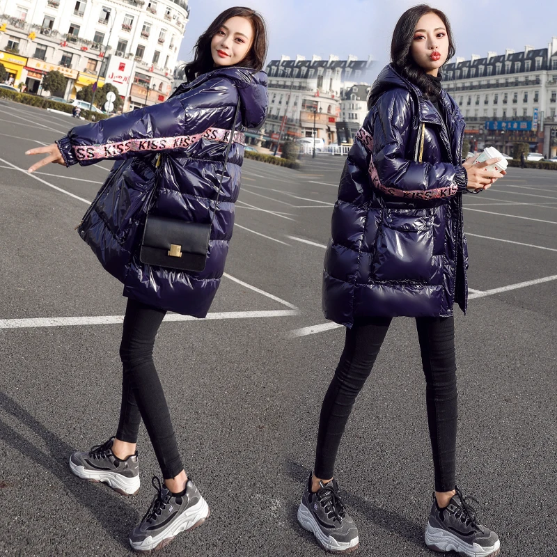 Women Bread Clothes Warm Thicken Jacket Fashion Overcoat New Shiny Down Jackets Female Winter Patchwork Coat Loose Casual Parkas