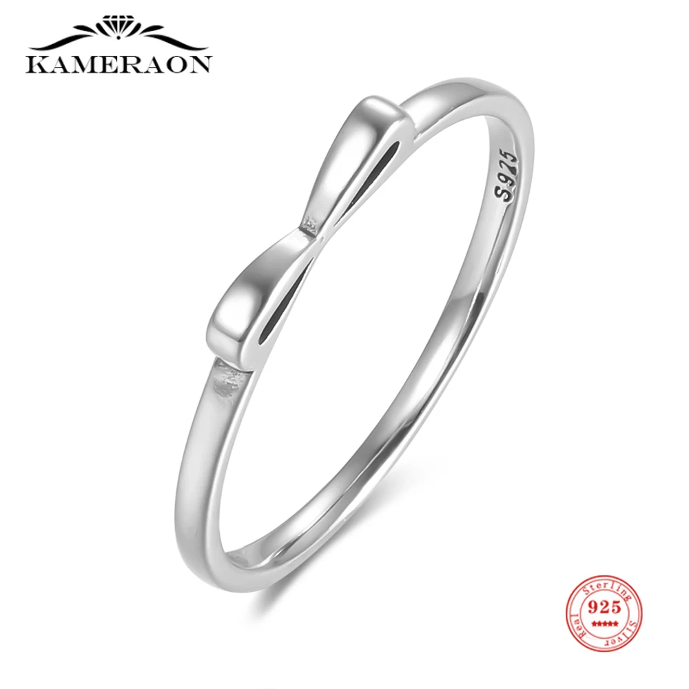

Kameraon Fashion 925 Sterling Silver Sparkling Bow Knot Stack-able Finger Ring for Women Valentine's Day Gift Fine Jewelry