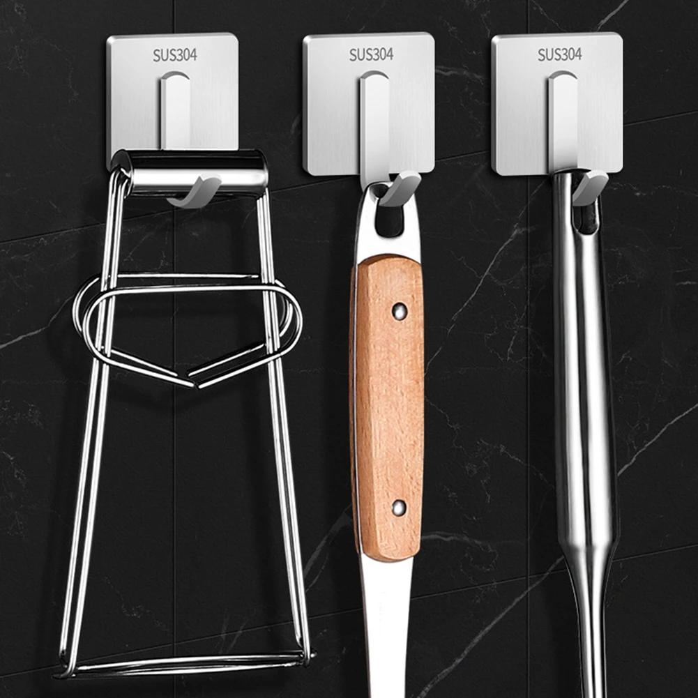 

Набор крючков из нержавеющей стали, крепкая клейкая Наклейка на стену, дверь, вешалка для пальто, шляпы, для кухни, ванной комнаты, нержавеющ...