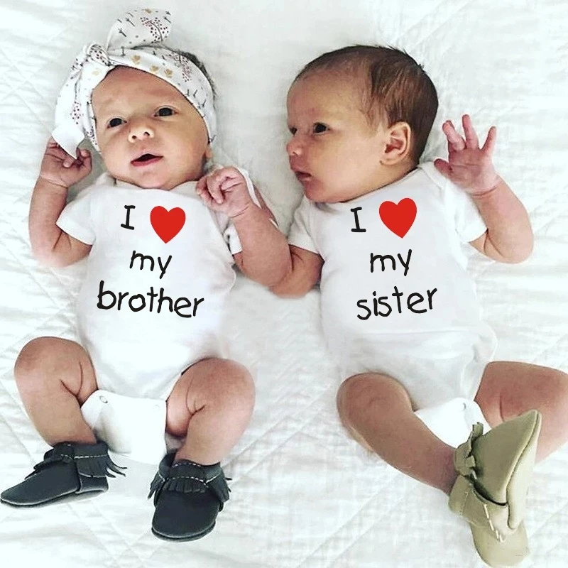 

I Love My Sister Baby Boy Clothes Set I Love My Brother Newborn Girl Clothes 0 To 3 Months Twins Baby Onesie 7-12m M