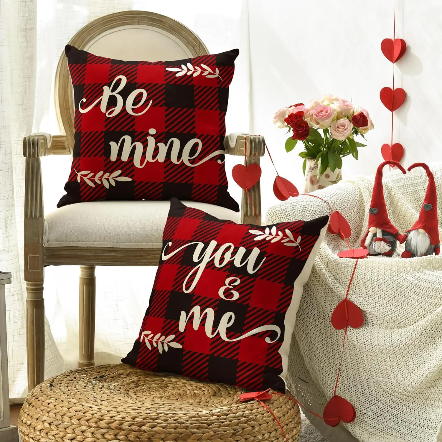 Декоративная наволочка в клетку буйвола на День святого Валентина чехол для