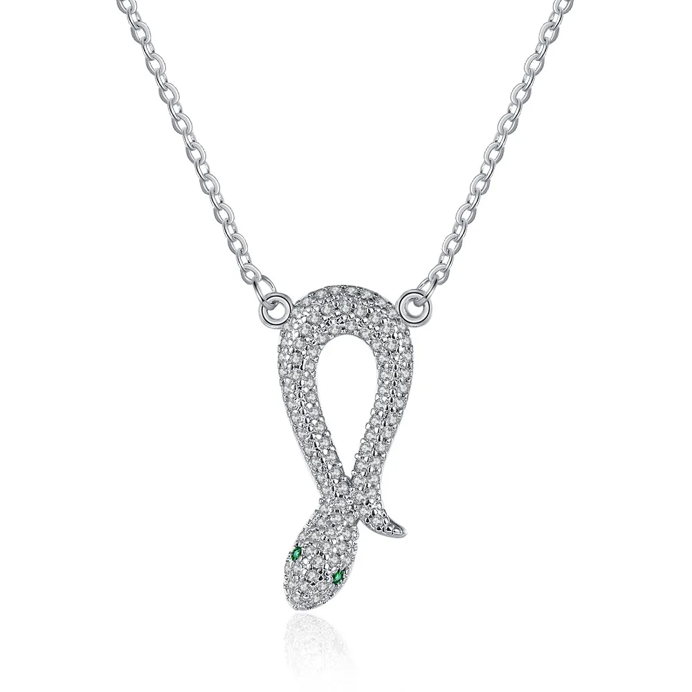 

Full Zirconium Diamond Snake Necklace Ins Short Clavicle Chain Simple Year of Snake Pendant Female Necklace for Women
