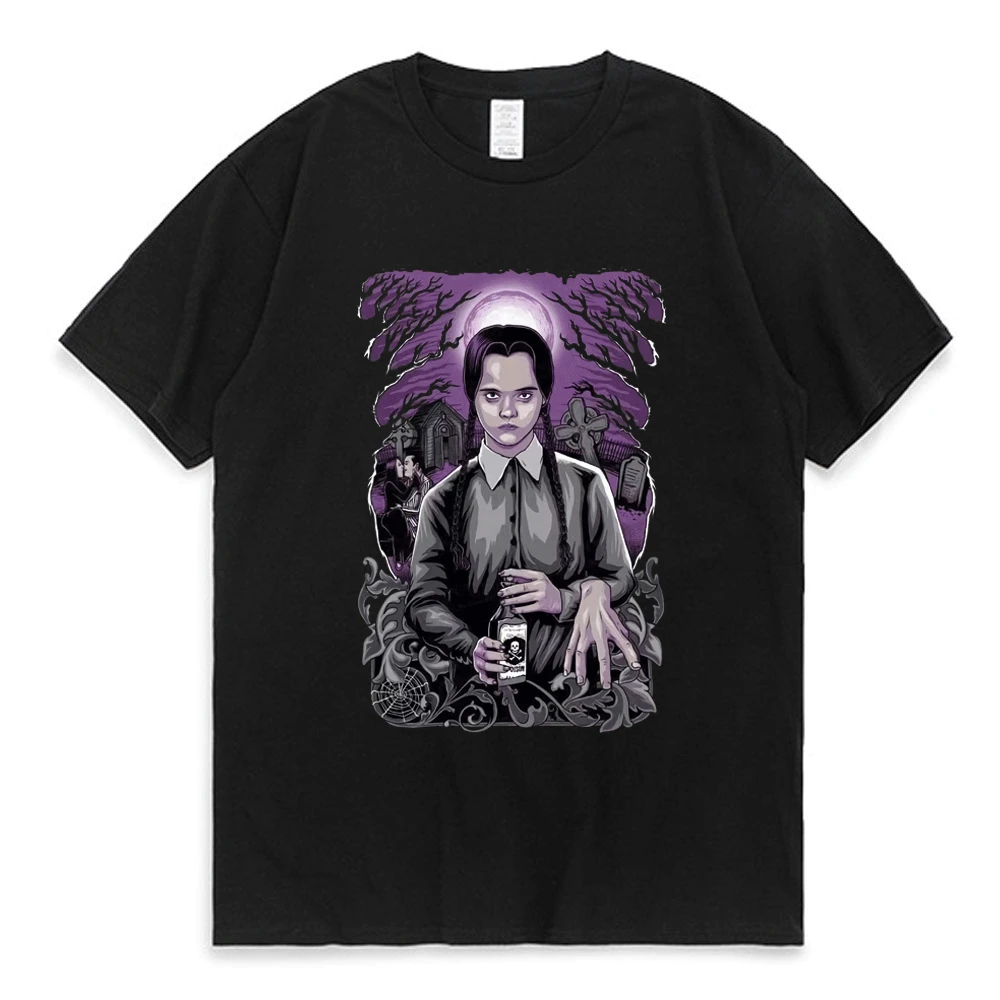 

Wednesday Addams T Shirt for Men Women Harajuku Streetwear T-shirt Funny Graphic Nevermore Academy T-shirts Unisex Cartoon Tees