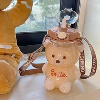 10001400ml water bottle kawaii travel bear kettle drinking mug girl outdoor bottle plastic water cup large capacity with straw