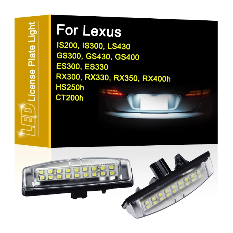 

12V LED Number Plate Lamp For Lexus RX300 RX330 RX350 RX400h HS250h CT200h White License Plate Light Assembly