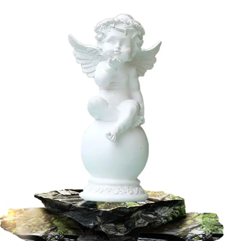 

Статуэтка Ангела из смолы, самодельные статуи Cherub для сада, чисто белые уличные статуи «сделай сам» для украшения сада, патио, двора, крыльца