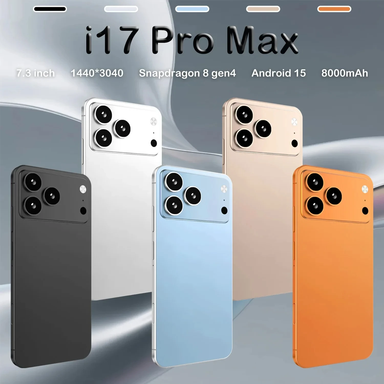 Фото Новинка 2026 года: Горячая Продажа! Силиконовый чехол для i17 Pro Max 7.3 дюйма, Android 15 Global Edition, 10-ядерный процессор, 16 ГБ + 1 ТБ, 8000 мАч, 5G, Dual SIM, Wi-Fi, Google №1