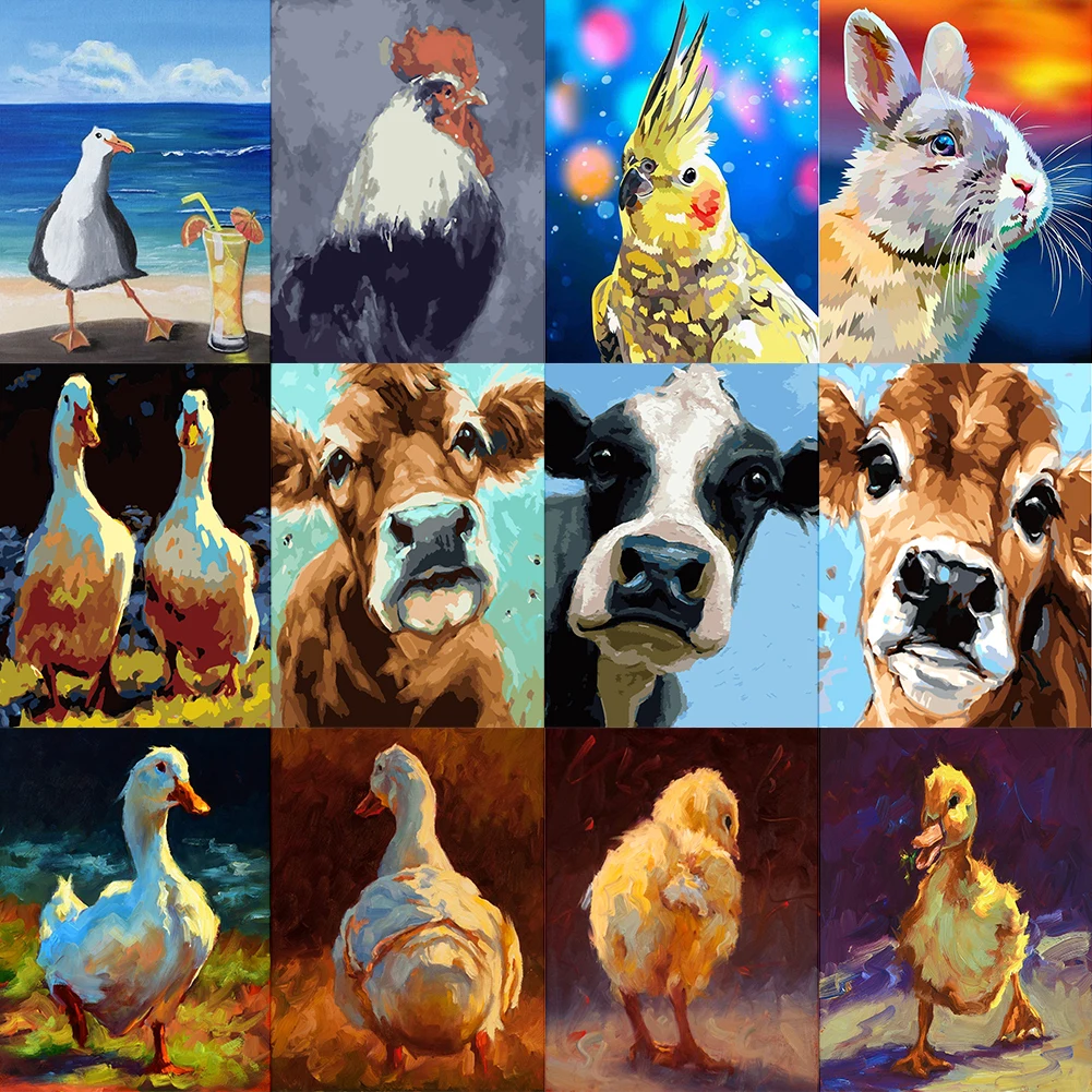 

Virgin Colouring DIY Animals Oil Paint by Numbers Poster Home Canvas Painting Artworks Gift Home Living Room Decoration