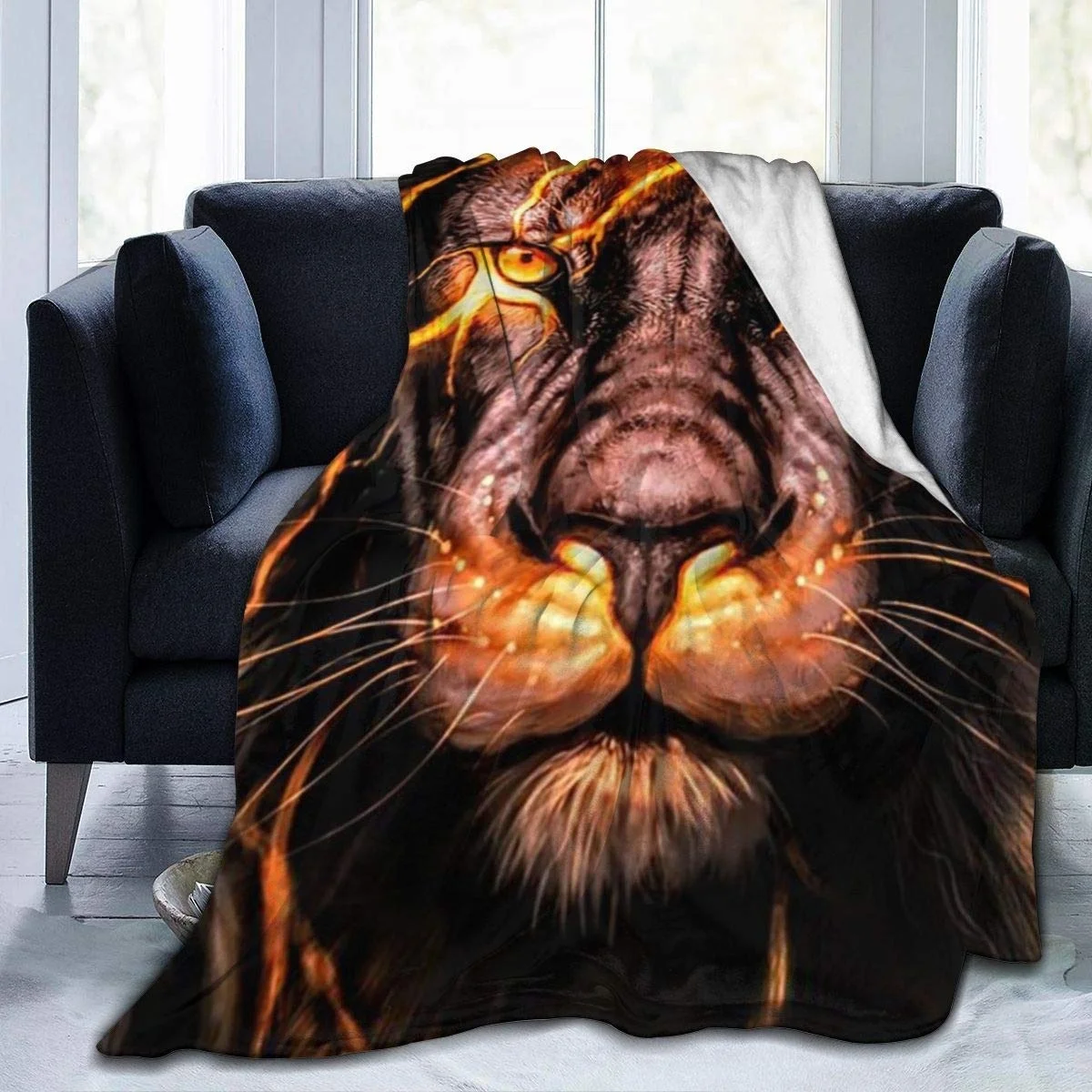 2022 одеяло с принтом льва Фланелевое супермягкое легкое удобное Флисовое для