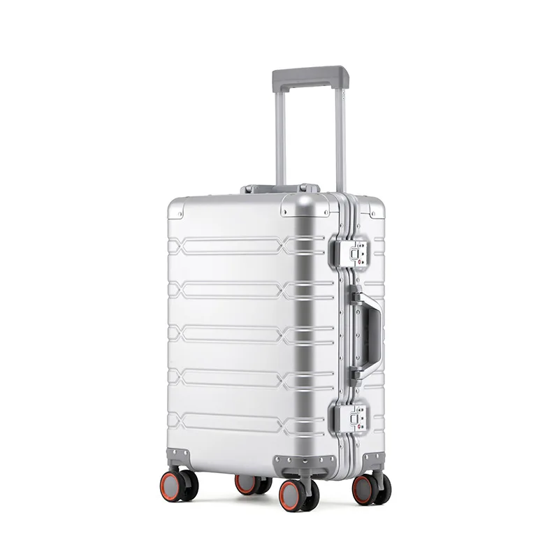 

New all-aluminum stripe alloy travel luggage leisure men and women suitcase aluminum rolling luggage luxury trolley case