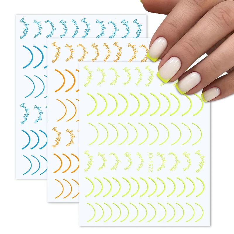 

Stickers Nail Art Charms Accesorios Designer Supplies Pegatinas Decorations Autocollant Gold Silver Fluorescence French Line